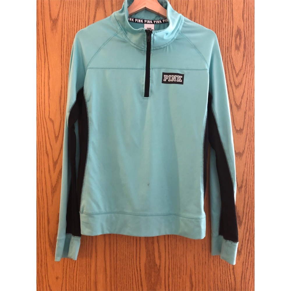 💚VS PINK Mint green stretch 1/4 zip up pull over